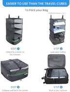 Grand Fusion Stow-N-Go Hanging Travel Shelves, Packing Organizer for Luggage. Carry on Closet for Suitcase. Expandable Packing Cube. Travel Essentials. (Dark Gray - L, L = (L) 11.8" x (W) 11.8") - Image 7