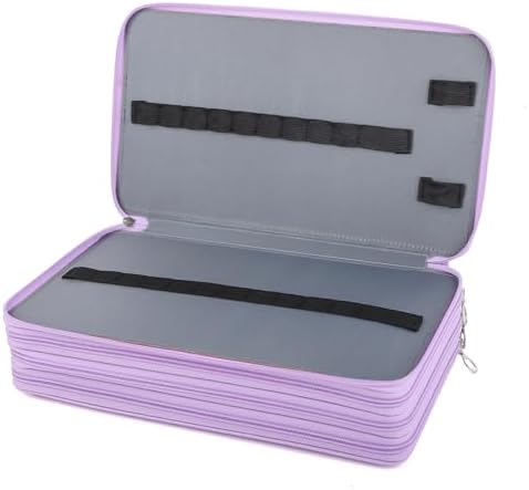 Vomgomfom 300 Slots Marker Case 4-Layer PU Leather, Handle, Purple - Image 5