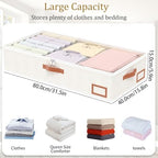 Yawinhe 48L Under Bed Storage Containers,4 Pack Blanket Bags,Beige - Image 4