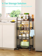 HapiRm 4 Tier Metal Rolling Cart- Utility Storage Cart with Locking Wheels - Image 5