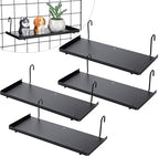 Yaocom 4 Pcs Gridwall Shelf Hooks Rack and Hanging Shelf for Wire Grid Panel Grid Panel Accessories Black Metal Wall Shelves for Home Garage Retail by Yaocom