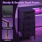 Korfile 47 Inch Gaming Computer Desk with Power Outlets,LED,5 Drawers,Black - Image 5