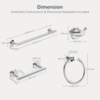 FORIOUS Bathroom Accessories, 4-Piece Bathroom Hardware Set - 24" Towel Bar - Image 2