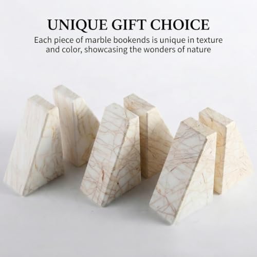 Koville Marble Bookends for Shelves, Large Bookends for Heavy Books, Natural Stone Book Stopper for Books CD Movies, Aesthetic Decorative Book Ends, Bookshelf Table Home Decor(Golden Spider) - Image 4