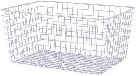 Whitmor 4 Pack Lavender Wire Storage Baskets for Organizing Office, Metal Storage for Pantry, Kitchen Bins & Freezer by Whitmor