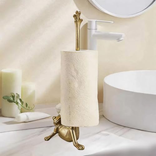 Gold Cast Iron Paper Towel Holder Countertop, Frog Leg Toilet Paper Holder Stand, Stable & Durable, Cute Funny Animal Rustic Decor Paper Roll Holder for Bathroom & Kitchen - Image 4