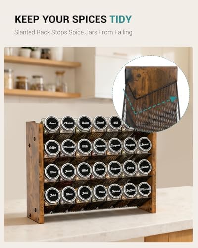 Spice Rack Organizer with 28 Glass Jars, for Cabinet Wall Mount Countertop - Image 3