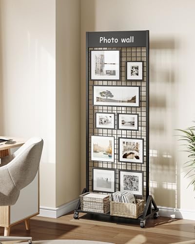 CHOEZON Grid Wall Panel, 2’ x 5.7’ Ft Floor Standing Gridwall Display Rack, Retail Display Stand, with 4 S-Shaped Hooks and 4 Garment Hooks, for Entryway, Study, Kitchen, Outdoors, Black TCJ27BB - Image 4