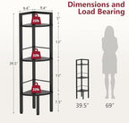 Tajsoon Small Corner Shelf Stand 3 Tier 39.5" with Metal Frame, Black - Image 2