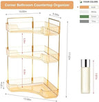 Corner Bathroom Counter Organizer Bathroom Countertop Shelf Makeup Organizer for Vanity Perfume Tray for Corner Storage (3 Tiers, Gold) - Image 2