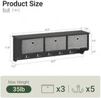 SoBuy Wall Shelf with Hooks - Image 3