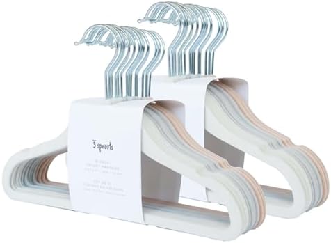 3 Sprouts Velvet Baby Hangers, Non Slip Slim, Cream/Gray/Hazelnut, 30 Pack by 3Sprouts
