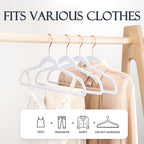 HOUSE DAY White Velvet Hangers 60 Pack, Premium Non-Slip Felt Hanger - Image 3