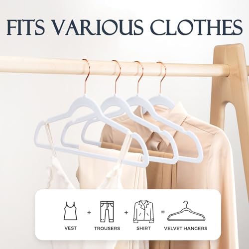 HOUSE DAY White Velvet Hangers 60 Pack, Premium Non-Slip Felt Hanger - Image 3