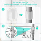 HapiRm Corner Shower Caddy Organizer - Shower Organizer Corner with Soap Holder, Toothbrush Holder and 4 Hooks, Rustproof Bathroom Shelf Tension Pole Available for 27.6 to 108.3 Inch - Silver - Image 3