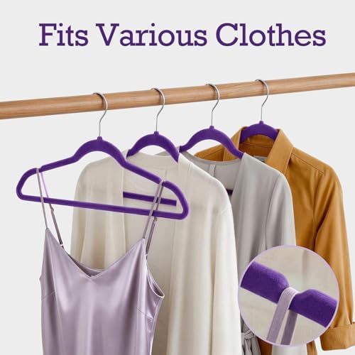 HOUSE DAY Noble-Purple Velvet Hangers 60 Pack, Non Slip Clothes Hanger - Image 6