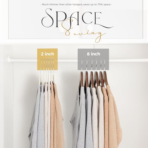 HOUSE DAY Premium Velvet Hangers 100 Pack, Non-Slip Clothes Hangers Ivory - Durable and Sturdy Felt Hanger, Velvet Hanger for Coat, Pants & Dress Slim Space Saving for Closet Organizer - Image 3