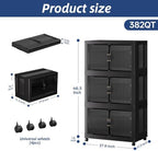SAILUN Stackable Storage Bins with Lid, 382QT 3Pack Black - Image 2