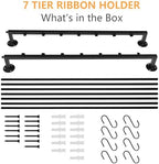7-Tier Wall Mount Ribbon Holder Organizer Rack-Black - Image 4