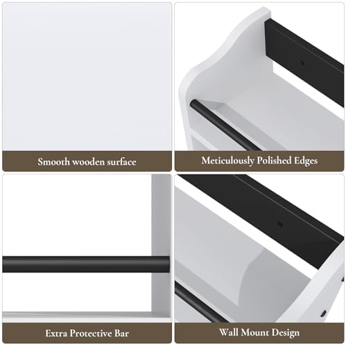 Spice Rack Wall Mount, Wood Spice Rack for Countertop, White - Image 4