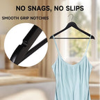 Wooden Clothes Hangers with Pants Bars, Black, 96-Pack - Image 4