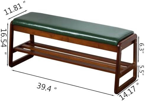 SOBIBO Solid Wood Shoe Rack Bench with Flip-Top Storage, Green, 39.4" - Image 3