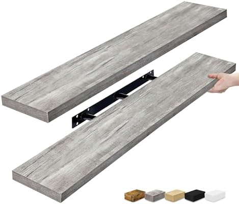 Sorbus Floating Shelves for Wall Storage (48 Inch, 2 Pack, Gray) by Sorbus