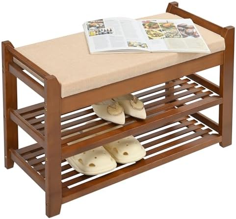 PETKABOO Shoe Rack Bench with Cushion, Shoe Rack for Front Door Entrance, Shoe Bench with Storage for Entryway Hallway Bedroom Living Room - Image 3