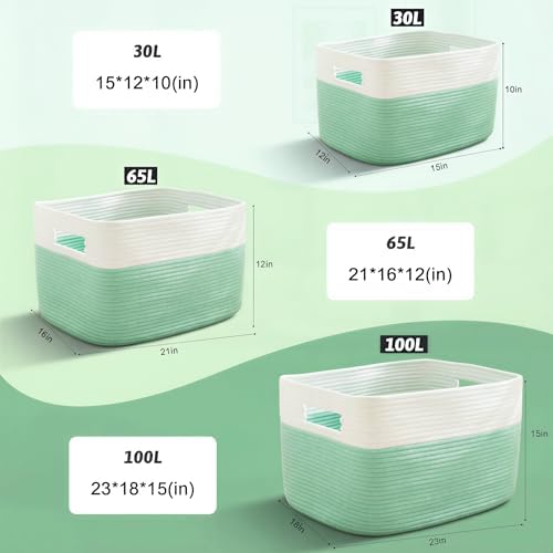 Artfeel Blanket Basket,Rectangle Woven Baskets for Storage,65L Laundry Basket for Decorative Nursery Blanket,Toys,Dirty Clothes and Magazine in Shelves,Baby Room,and Living Room - Image 5