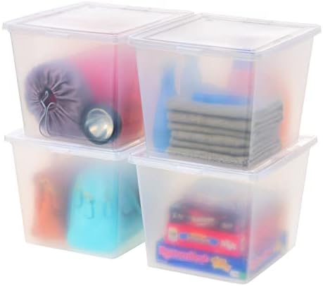 IRIS USA 4-Pack 36 Qt Storage Bins with Lids, Clear, Stackable by IRISUSA