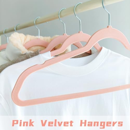 Pink Velvet Hangers 60 Pack, Adult Hangers Anti-Slip Slim Space Saving Hangers with 360° Swivel Hook, 17.5 Inch Clothes Hangers for Coats,Sweater,Jackets,Dresses, Shirts, Suits & T-Shirts - Image 5