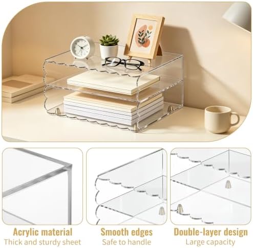 Acrylic Desk Organizer, Clear Acrylic Paper Organizer Letter Tray - Image 3