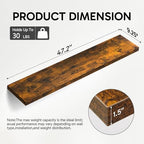 BAYKA Rustic Brown Floating Shelves 47.2in, Set of 2, Wall Mount Wood Shelf - Image 3