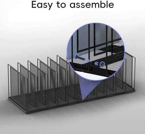 File Organizer for Desk, 11-Section Vertical File Sorter, Paper Holder Organizer Standing Metal File Folder for Office Home Classroom, Black - Image 4