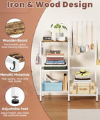 Floor-Standing 3-Tier Purse Organizer, High-Capacity Bag Holder with 8 Hooks, Multi-Functional Purse Rack for Various Bags, Handbag Display Stand Shelf for Closet, Bedroom, Entryway, White - Image 4