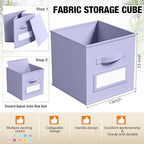 Teenyyou 10 Pack Fabric Storage Cubes 13 Inch Collapsible Cube Bins with Label Window & Handle Foldable Organizers Baskets for Shelf Closet Nursery Kids Room Clothes Book Toy(Macaroon) - Image 3