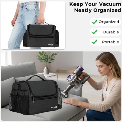 Car+Boat Vacuum Storage Bag Compatible with Dyson V7 - V15 – Organizer Case for Cordless Handheld Vacuum & Accessories, Travel Carrying Bag with Adjustable Dividers for Home, Car, RV & Garage (Black) - Image 7