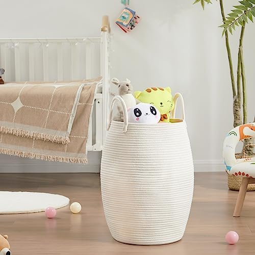 Extra Large Laundry Hamper Basket 105L Woven Blanket Basket, Beige - Image 2