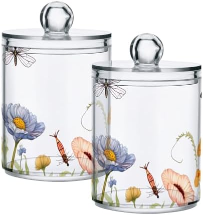 4 Pack Qtip Holder Dispenser with Lids,Storage Containers,Bathroom Canisters Organizer for Cotton Ball,Cotton Swab,Cotton Round Pads,Floss 21214444 - Image 7