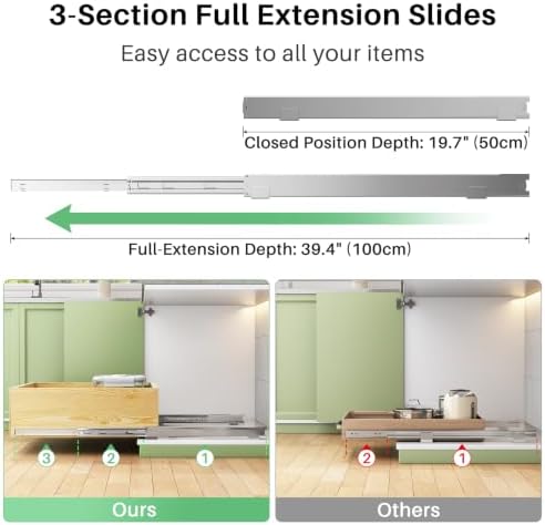 Pull Out Cabinet Organizer, Soft Close Slide Out Solid Wooden Drawers(26"W X 21"D x 6.2''H), Heavy Duty Full-extension Roll Out Shelves for Kitchen Cabinets,Pantry & Closet Organizers and Storage - Image 6