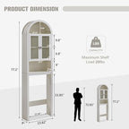 IFGET Arched Over The Toilet Storage Cabinet w/Acrylic Doors, Antique White - Image 2