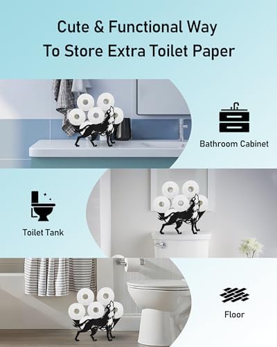 Wolf Toilet Paper Holder Stand, Decorative Toilet Paper Storage - Image 5