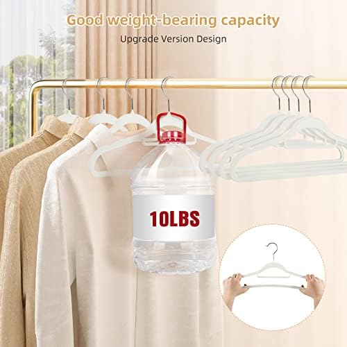 Velvet Clothing Hangers Non-Slip White Suit Hanger Space Saving Clothes Hanger Heavy Duty Adult Hanger Hangers with 360°Swivel Hook 20 Pack - Image 6