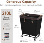 StorageWorks 210L Laundry Basket with Wheels, Rolling Hampers for Clothing - Image 2