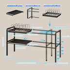 Mustorn Pots and Pans Organizer Under Cabinet, Expandable 2 Tier Under Sink Organizers and Storage Adjustable Height Kitchen Pot and Pan Lid Holder Rack with 6 Dividers(6panels,1 Pot rack, Black) - Image 2
