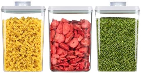 Melovom Pop Food Storage Containers Airtight Food Storage Containers Set with Lids Kitchen Pantry Organization and Storage, Stackable, BPA Free, 3 x 1.2Qt by Melovom