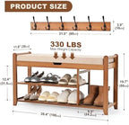 39.4in Shoe Bench with Coat Rack, Entryway Shoe Rack Organizer for Hallway - Image 2
