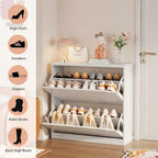 White Hidden Shoe Storage Cabinet for Entryway with 2 Flip Drawers - Image 7
