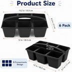 6 Pack Classroom Caddy with Handle, 6 Compartment (Black) - Image 2