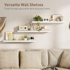 RALGEND Floating Shelves for Wall, 31.5" Long Wall Shelf Set of 3 with Invisible Brackets, Hanging Shelves Farmhouse Home Decor for Bathroom, Living Room, Bedroom, White 8301BJP3WT - Image 4